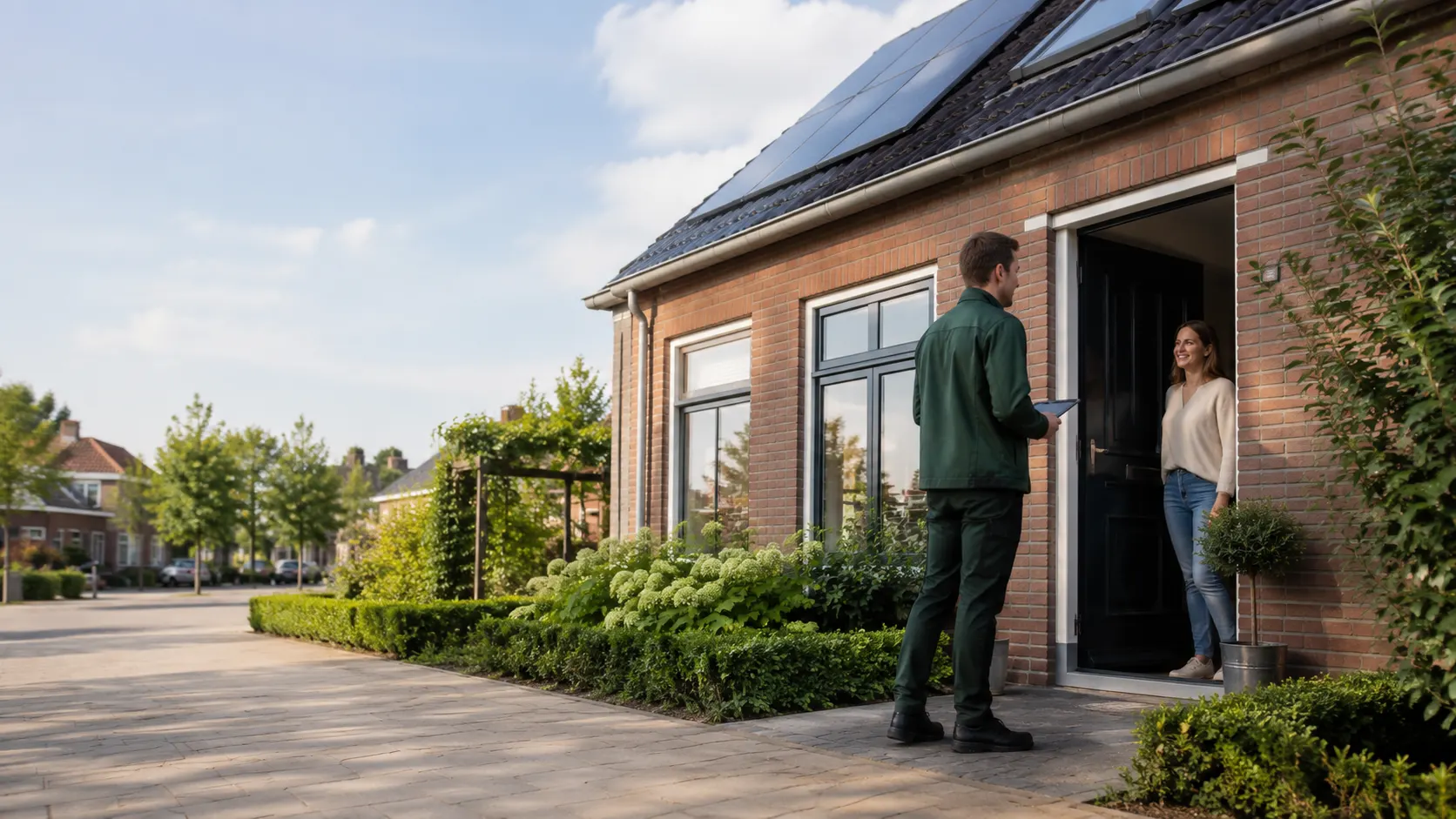 Energieadviseur van LabelRoute wordt ontvangen bij een woning voor een energielabelinspectie